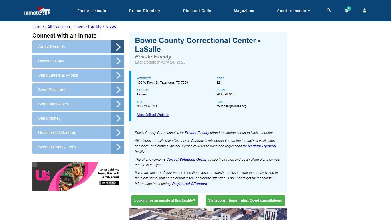 Bowie County Correctional Center - LaSalle - Inmate Search - Texarkana, TX